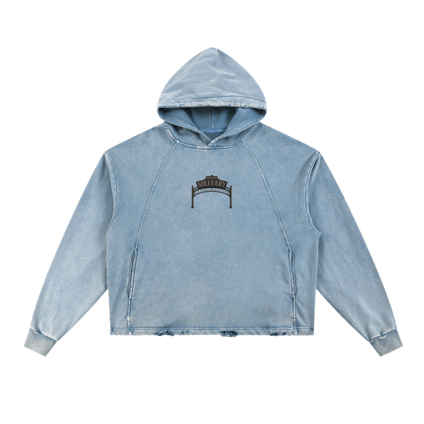 Vintage Washed Frayed-Hem Hoodie ODMPOD