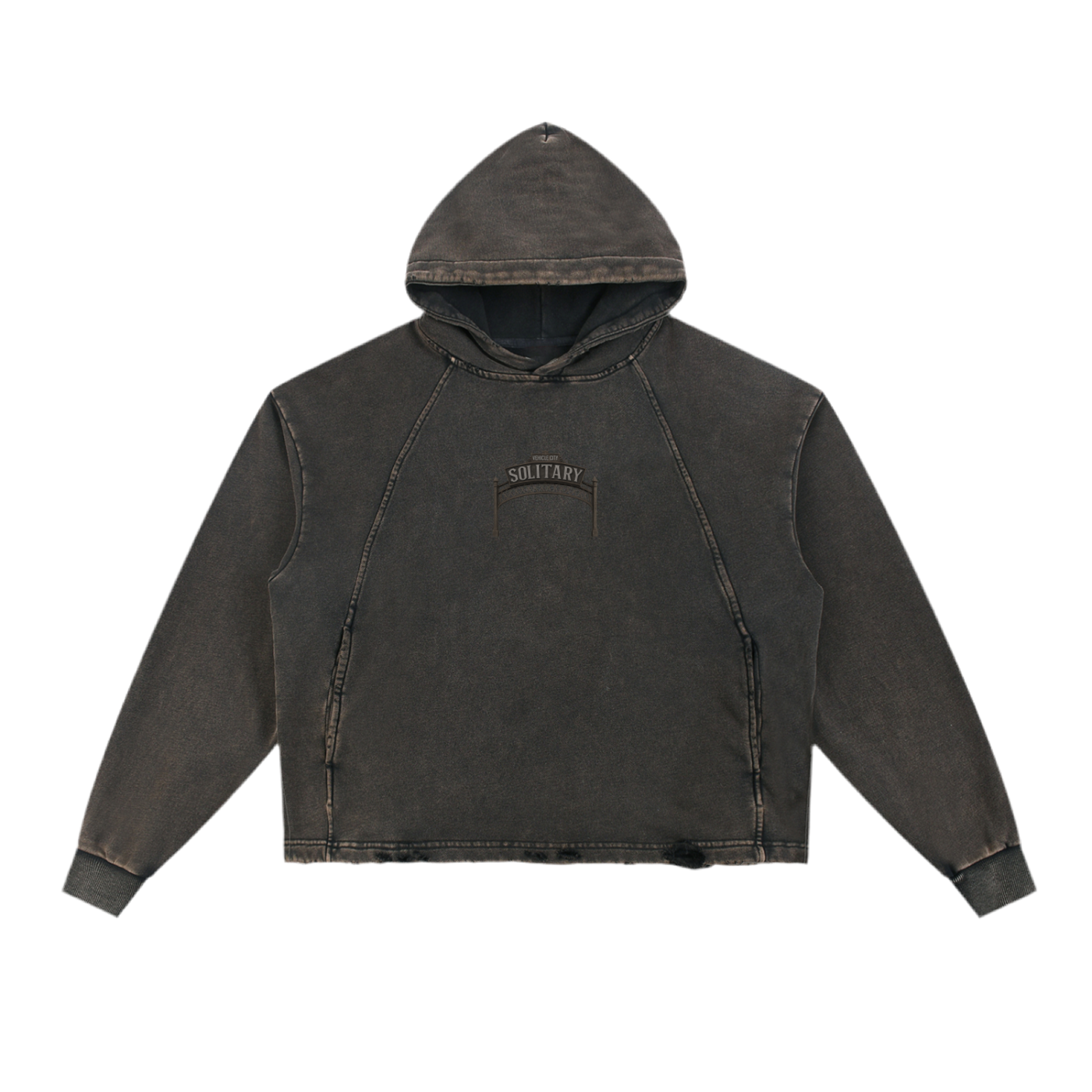 Vintage Washed Frayed-Hem Hoodie ODMPOD