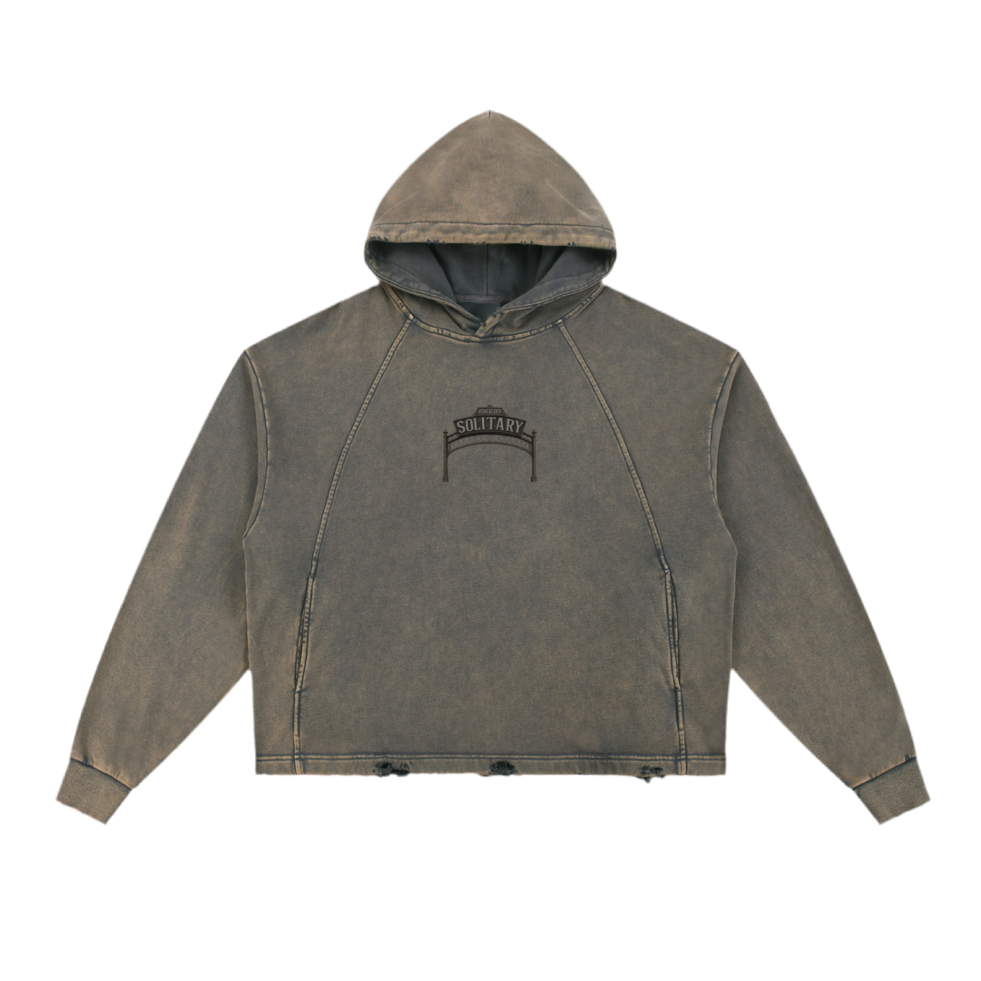 Vintage Washed Frayed-Hem Hoodie ODMPOD