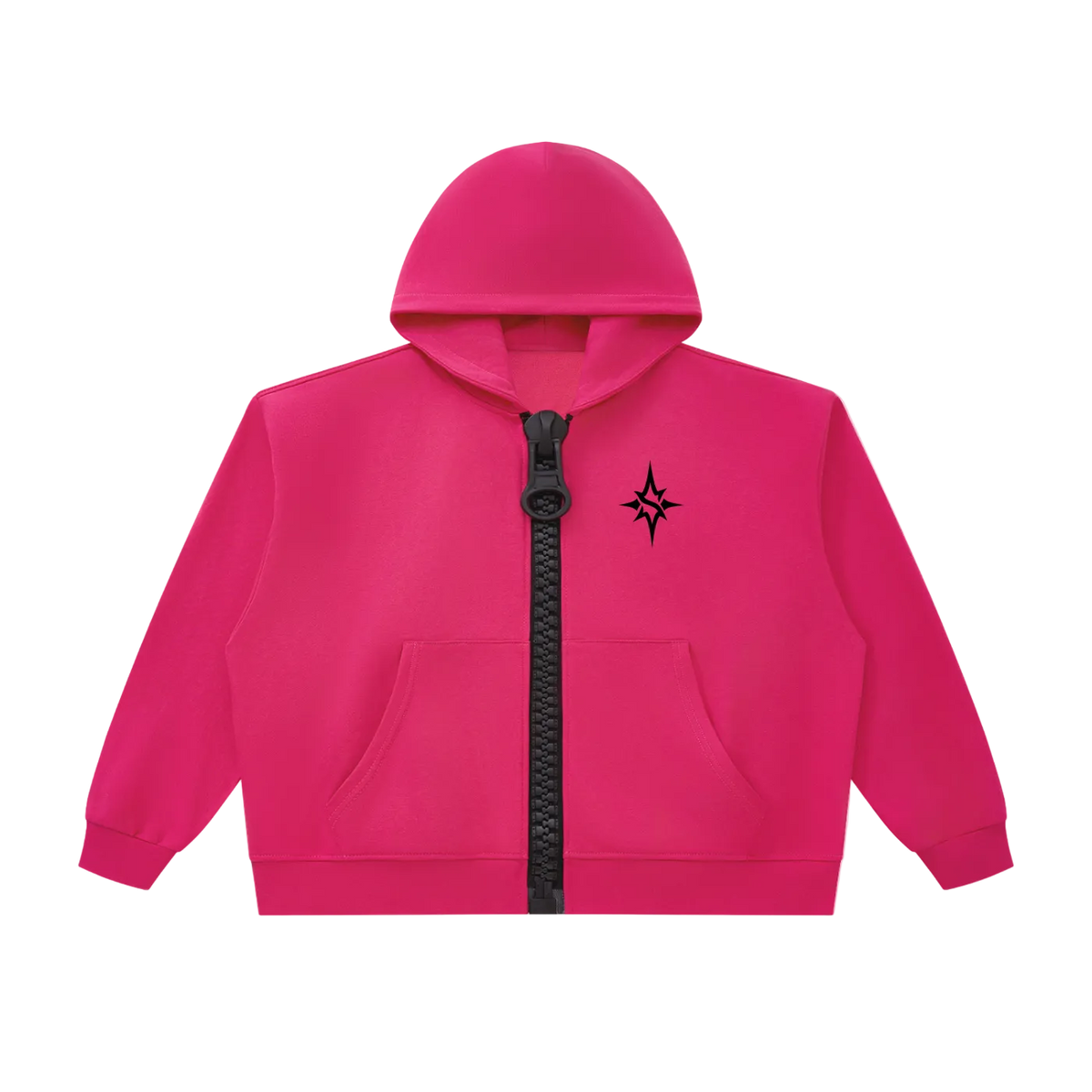 Solitary Chunky-Zip Boxy Hoodie Pink