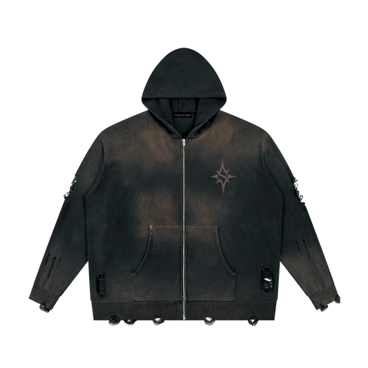 Solitary Distressed Sweater Jacket